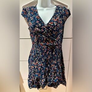 J. Crew Navy and Gray Floral Dress